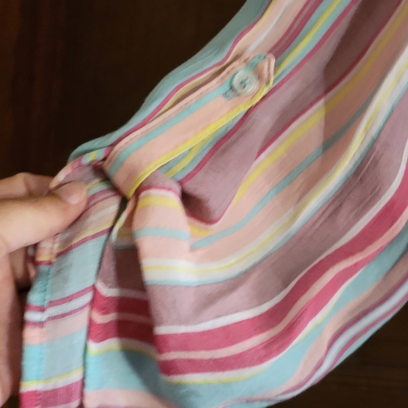 Lee Split Neck Striped roll up sleeves Top Multicolor Size XL - Picture 5 of 9